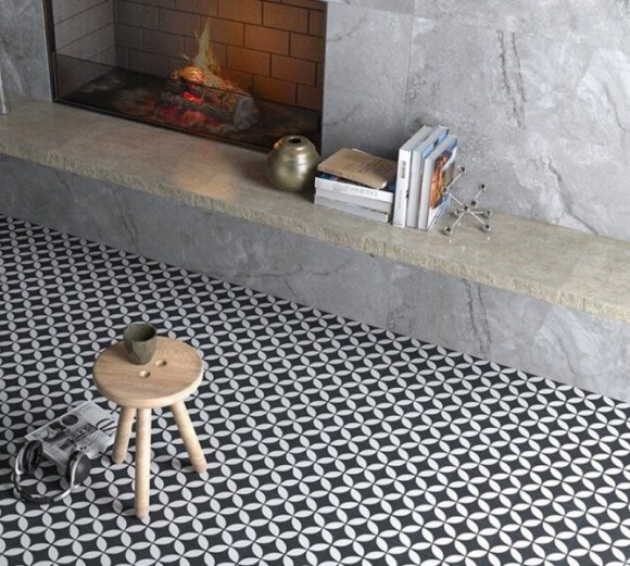 Керамогранит YURTBAY STAMP BLACK GLZ.POR.TL 20X20 