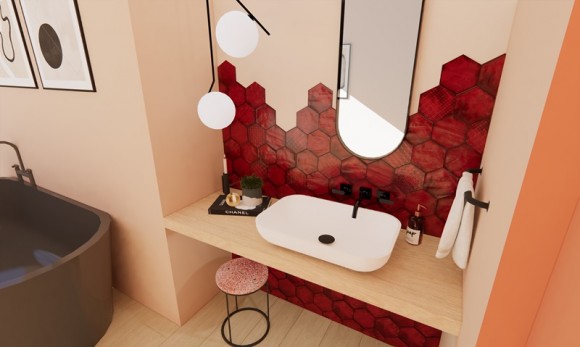 Керамогранит Prissmacer RAIN BORDEAUX HEX 19,8*22,8 