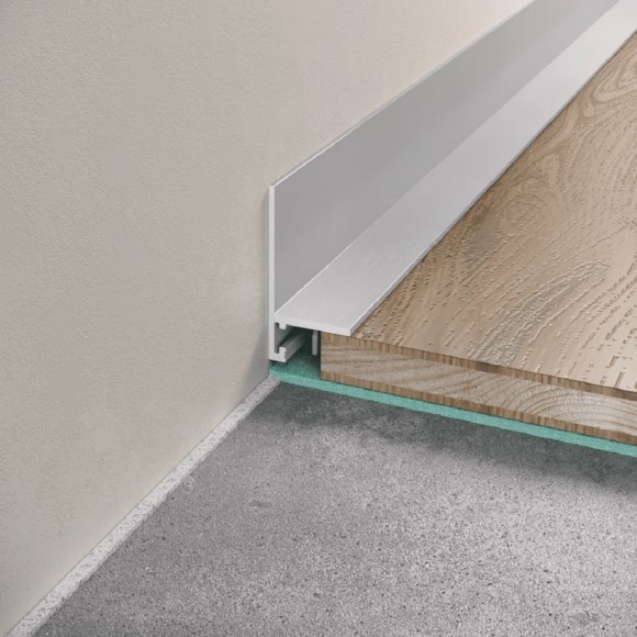 Микроплинтус L алюминиевый анодированный серебро с пружинами