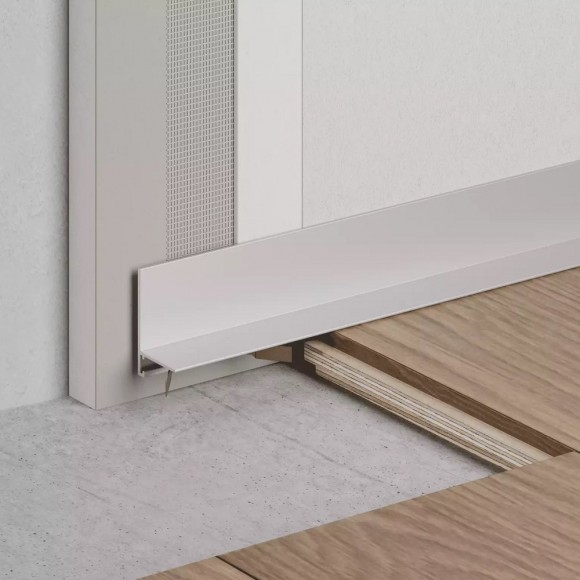 Микроплинтус L алюминиевый анодированный серебро с пружинами