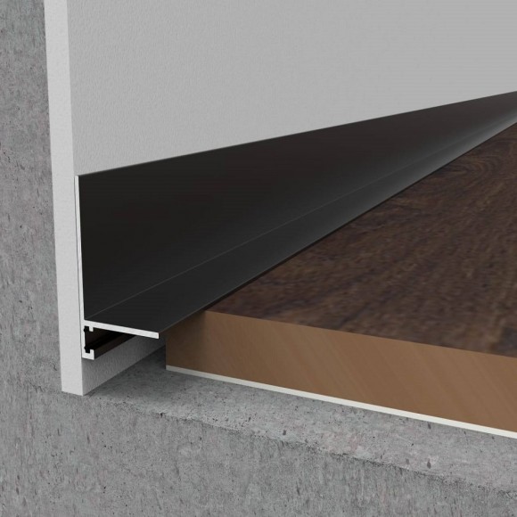 Микроплинтус L алюминиевый анодированный черный с пружинами