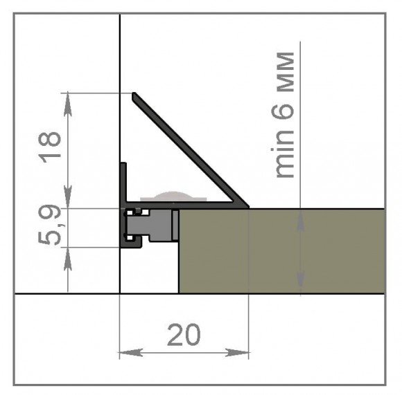 Микроплинтус алюминиевый с подсветкой анодированный черный с пружинами