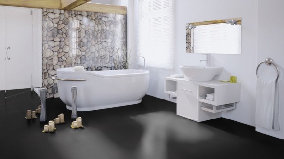 Виниловый пол Wineo 800 Tile Плитка Черная сплошная DB00103-3